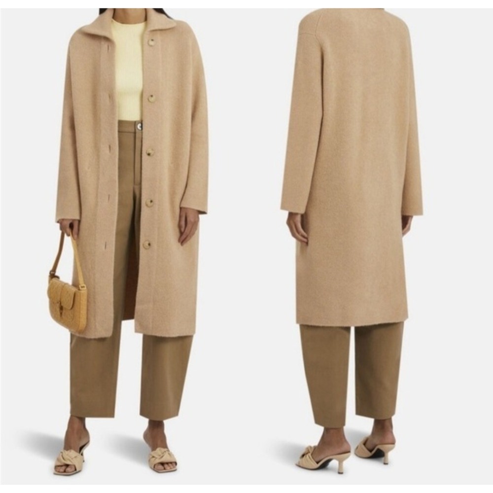 $545 Vince Wool Alpaca Blend Cardigan Coat Button Front Tan Beige Tan Large - Picture 1 of 6